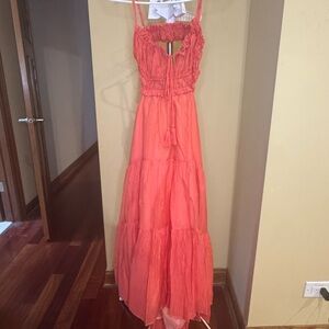 Coral Sleeveless Maxi Dress